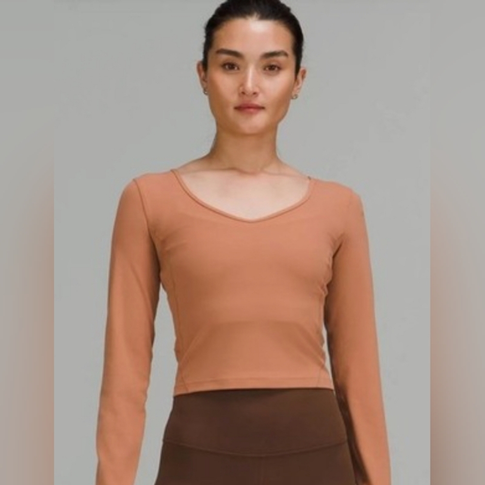 Lululemon Long Sleeve Align Top Cropped Dusty Clay 4 EUC